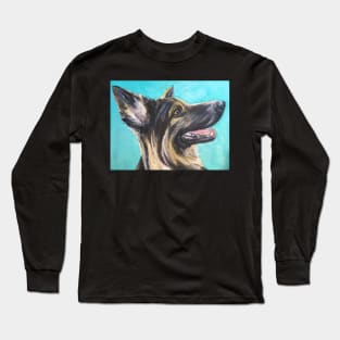 German Shepherd , blue background Long Sleeve T-Shirt